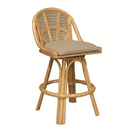 Wicker Frame Rattan Back Bar Stool